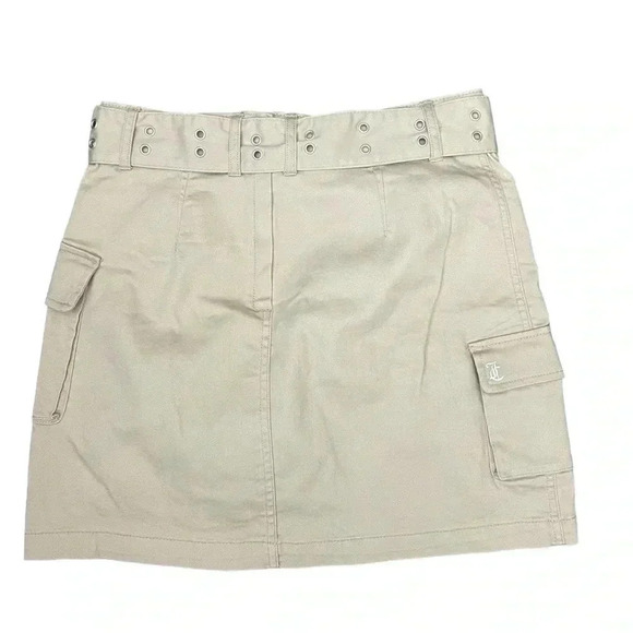 Juicy Couture Y2K Cargo Mini Skirt Nomad Brown Size 30 | Mid Rise Belted Stretch - Picture 5 of 10